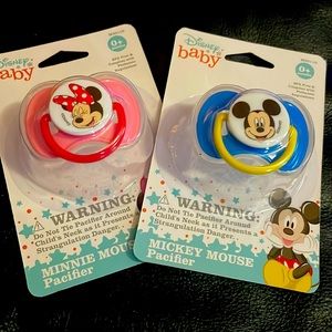 Disney baby Mickey and Minnie pacifiers.